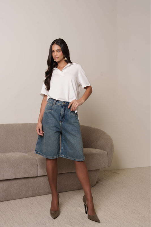 Polo Collar Blouse w/ Rug
