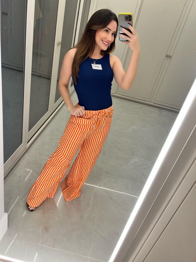 Calça pantalona listras - Kronne