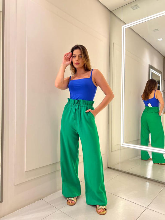 CALÇA CLOCHAR COM AMARRAÇÃO CINTURA KRONNE