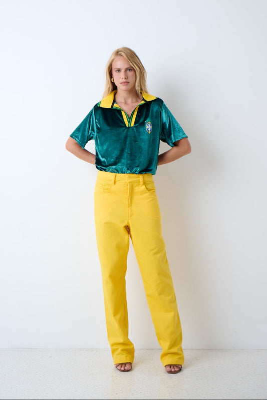 Polo Collar Blouse w/ Rug