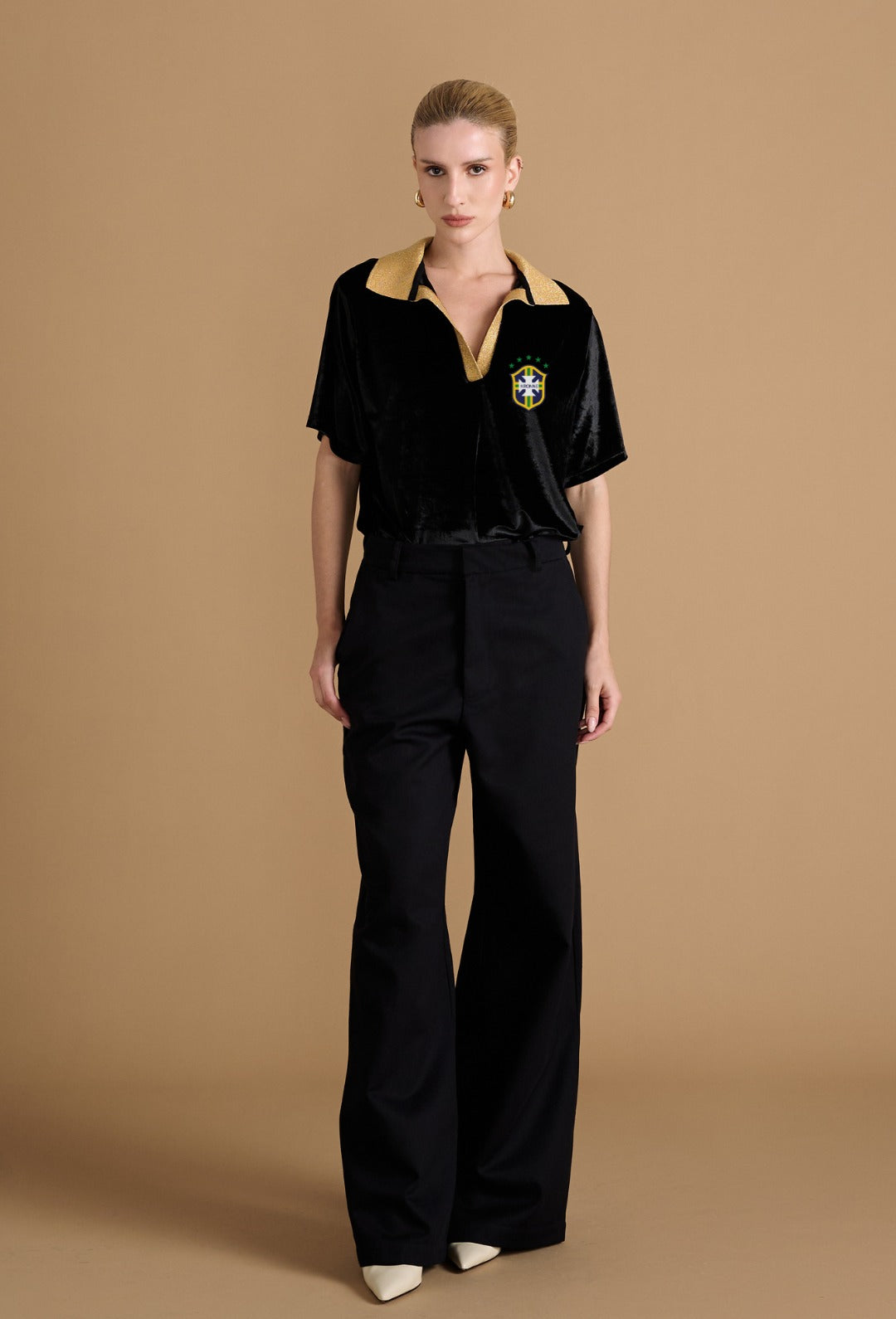 Polo Collar Blouse w/ Rug