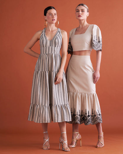 CONJUNTO CROPPED E SAIA LINHO KRONNE