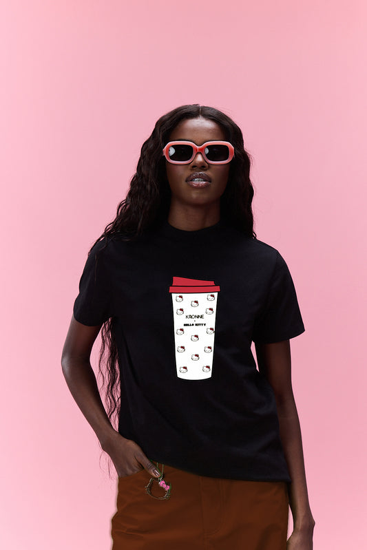 T-shirt gola alta Hello Kitty coffee