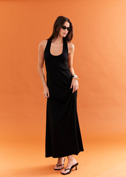 VESTIDO LONGO COM DECOTE NAS COSTAS