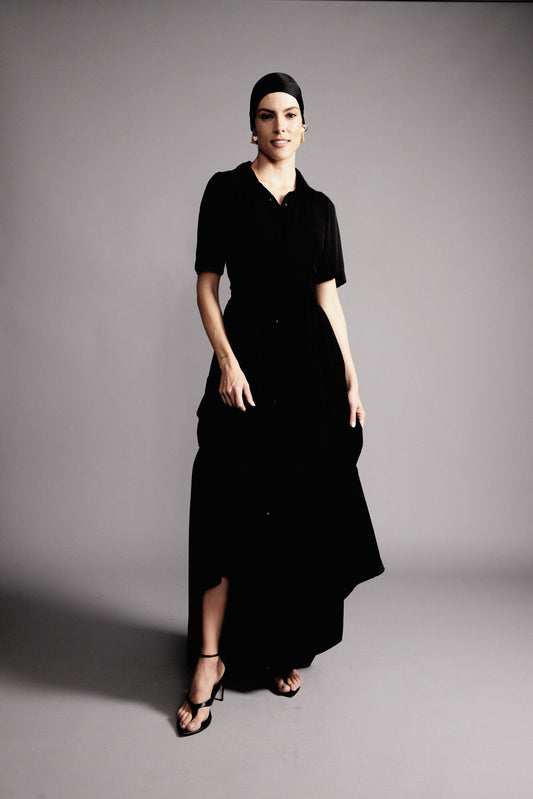 CHEMISE LONGO COM FAIXA CHIFFON