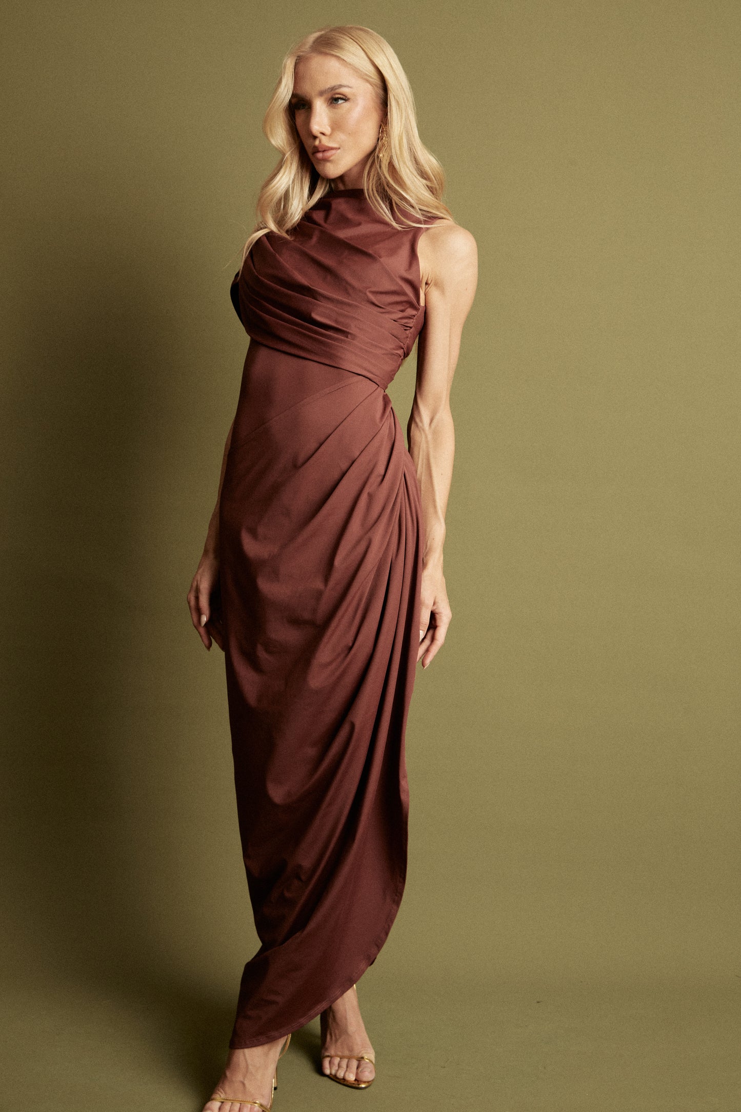 VESTIDO LONGO COM DRAPEADO KRONNE