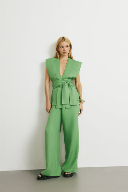 Blusa c/ pregas e faixa - Kronne 