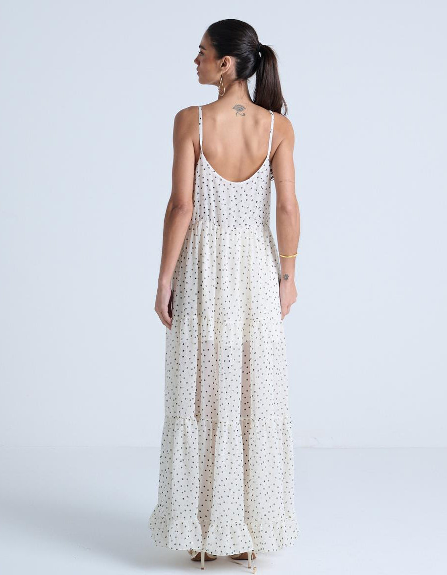 VESTIDO LONGO DE ALÇA DECOTE V POÁ