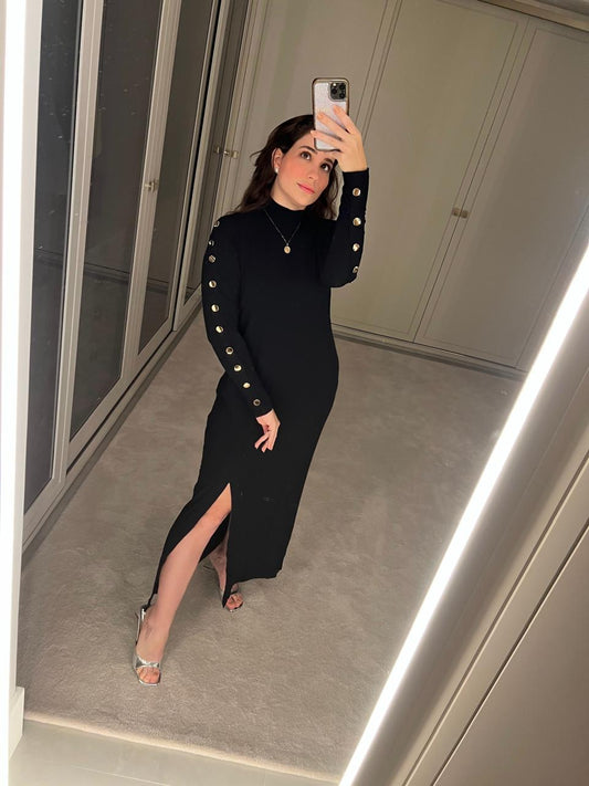 VESTIDO MANGA LONGA COM BOTÕES KRONNE
