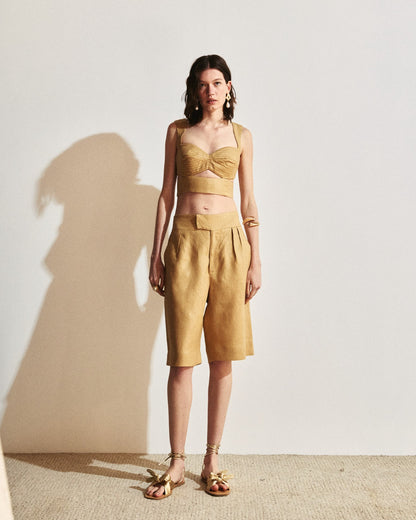 BERMUDA ALFAIATARIA RETA LINHO KRONNE